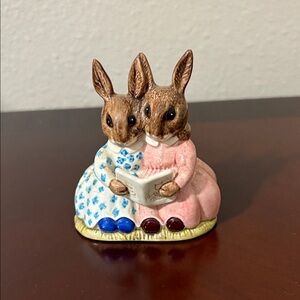 Royal Doulton Bunnykins “Storytime” Brown and Pink Rabbit Figurine 1974